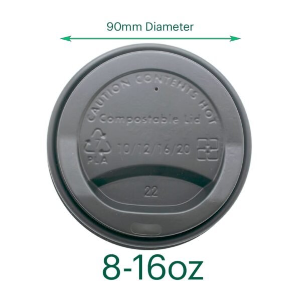 Biodegradable Lid (Black)| Fit Coffee Cups with 90mm Brim| Qty:1,000 - Image 2